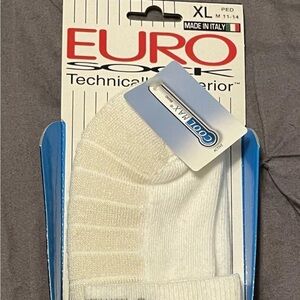 New in Package EURO Sock Cross Quarter Court White Socks Size XL Made in Italy
